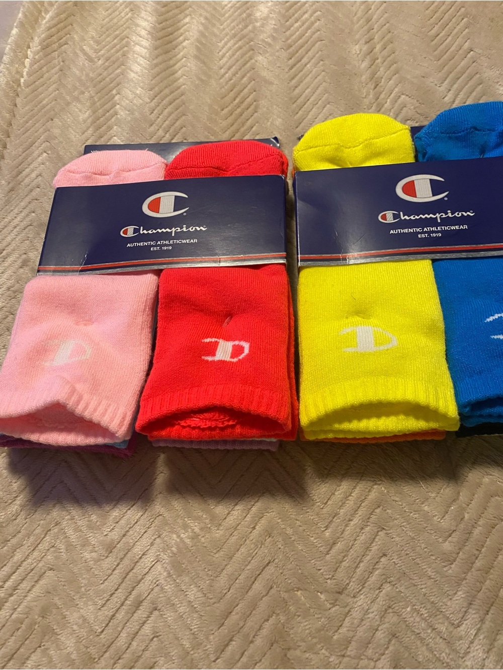Champion crew Socks - Pink, Red, Yellow, Blue